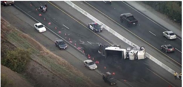 Big_Rig_Crash_Closes_Highway_60_In_Pomona_California_10_5_15