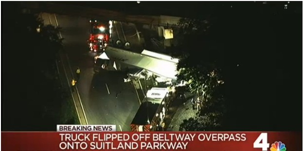 Tractor_Trailer_Flips_On_Suitland_Parkway_In_Maryland_10_9_15