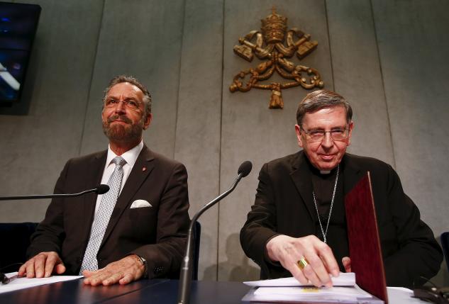 Cardinal Kurt Koch and Rabbi David Rosen attend a news conference at the Vatican